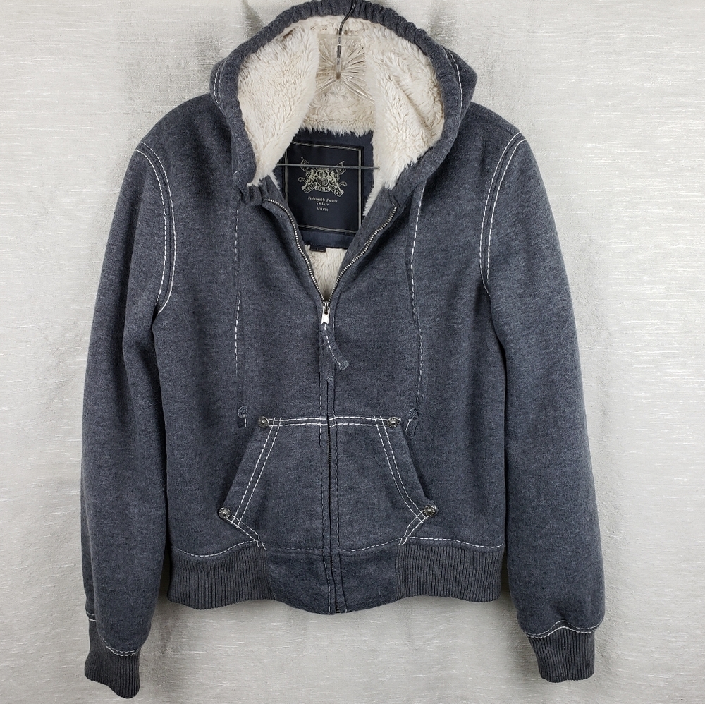 c71QQ Iris Basic USA Zip-Up Hoodie Large